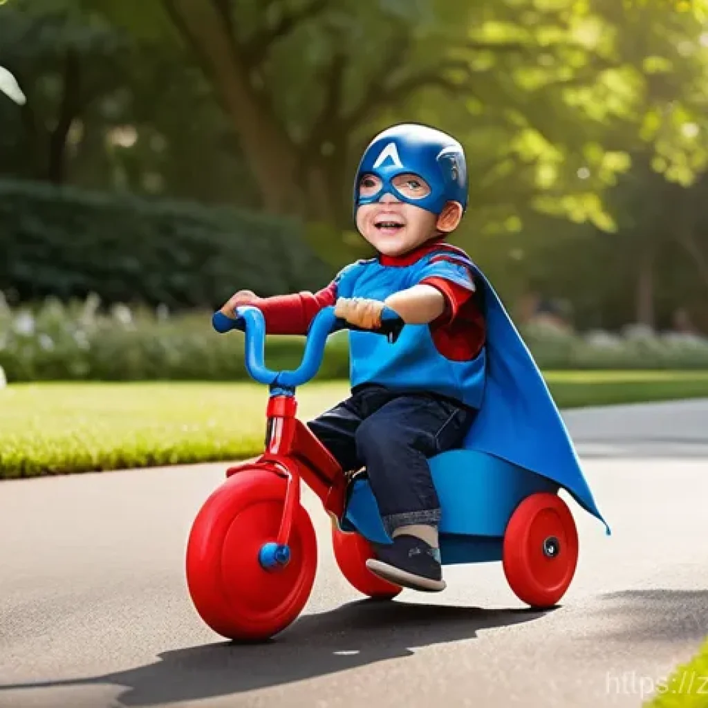승용완구 슈퍼히어로 테마 - **Prompt 1: The Young Avenger's First Ride**
    A vibrant, joyful scene depicting a 5-year-old boy,...