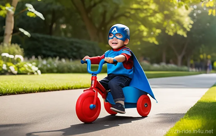 승용완구 슈퍼히어로 테마 - **Prompt 1: The Young Avenger's First Ride**
    A vibrant, joyful scene depicting a 5-year-old boy,...