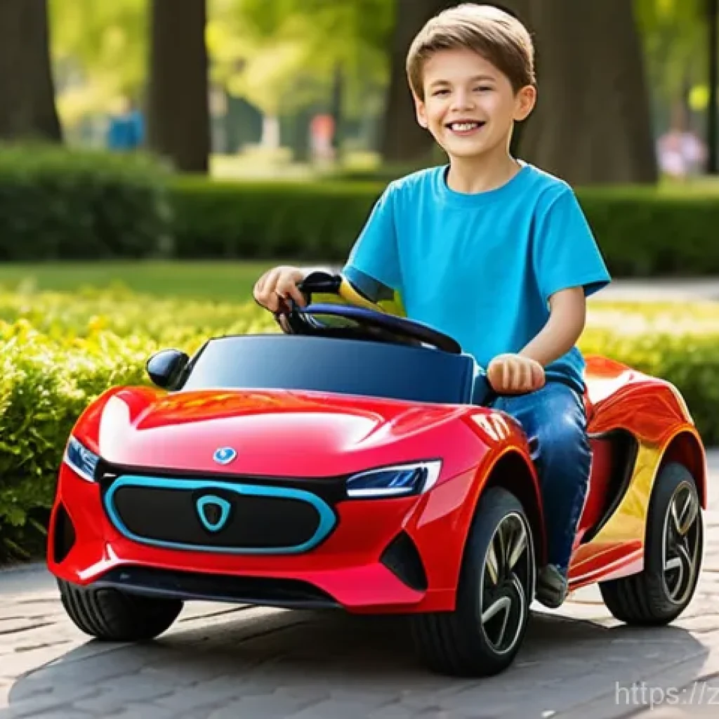 승용완구 고급 옵션 - **Prompt: Joyful Ride with Smart Safety**
"A bright, sunny day at a bustling park. A happy 8-yea...