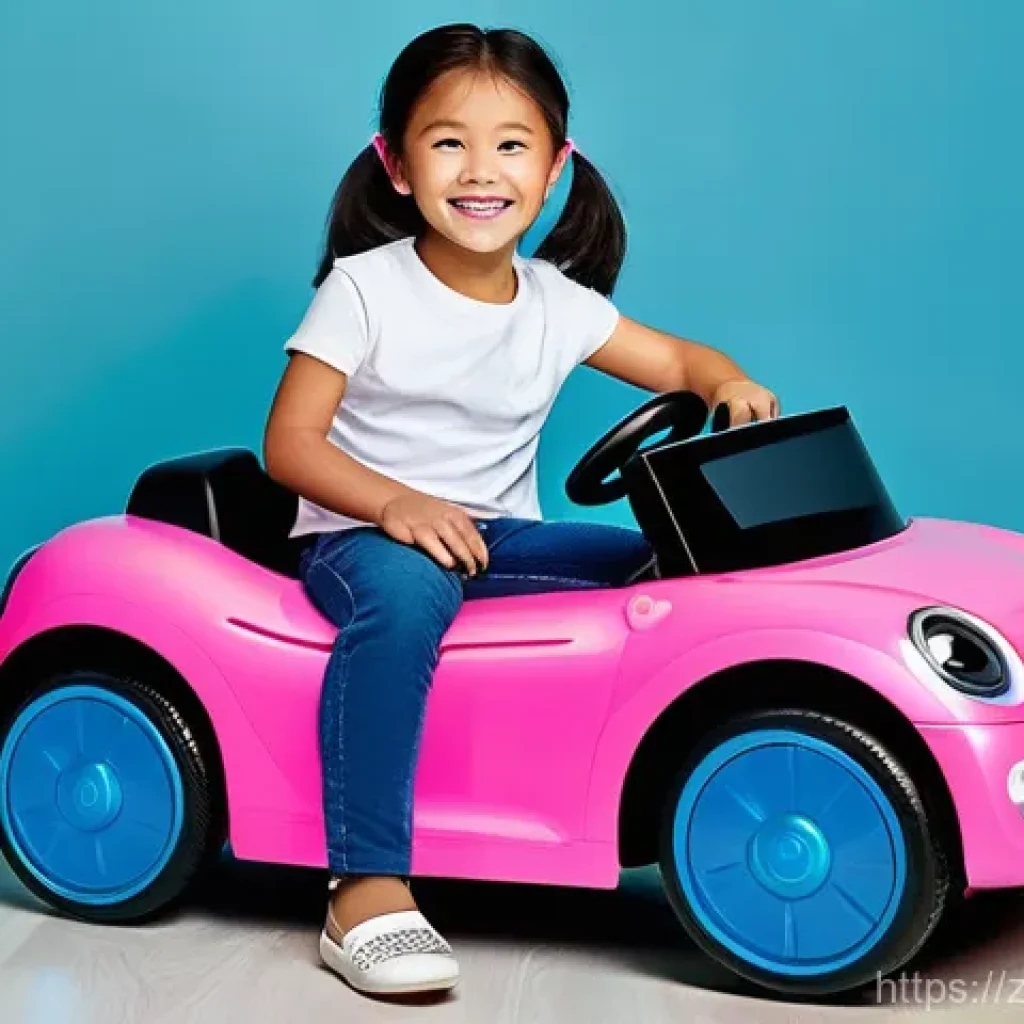 승용완구 코딩 키트 융합 - **Prompt:** A cheerful 7-year-old girl, dressed in a bright pink t-shirt and denim shorts, is sittin...