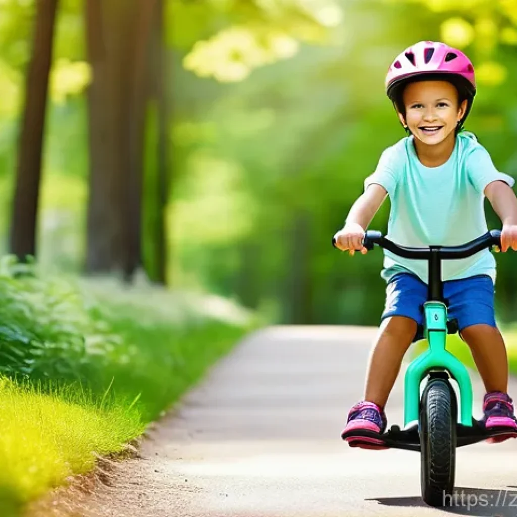 승용완구 스마트 디바이스 - **Image Prompt: Joyful Learning on a Smart Balance Bike**
A vibrant, sunlit park scene. A happy...